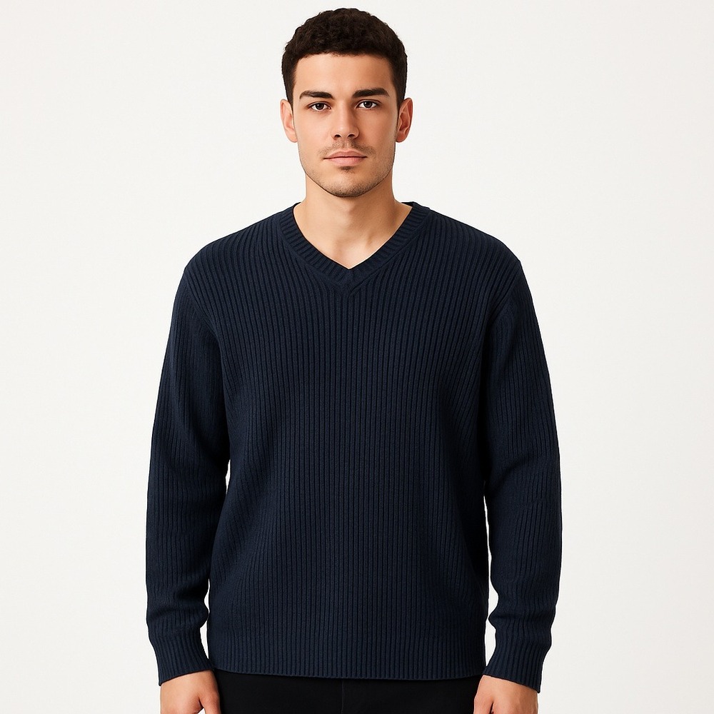 Gap Sweater Mens Vintage V Neck Knitted Navy‎ Cotton XXL